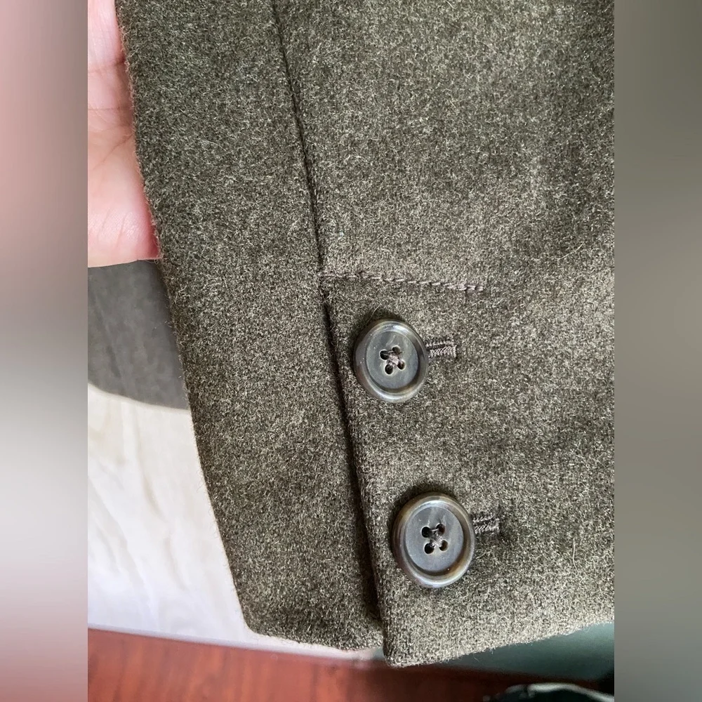 Vintage J. Crew LODEN Green Wool Pea Coat Jacket Sz Large READ - Picture 4 of 16